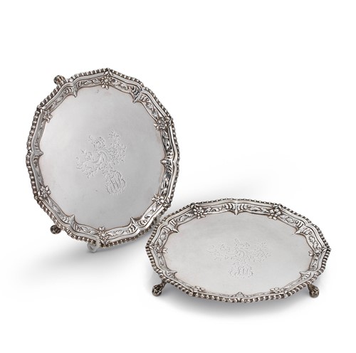 Lot 485 - A pair of George III 18th century silver waiters