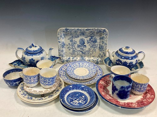 Lot 47 - A Masons blue and white tea pot, an Old Willow...