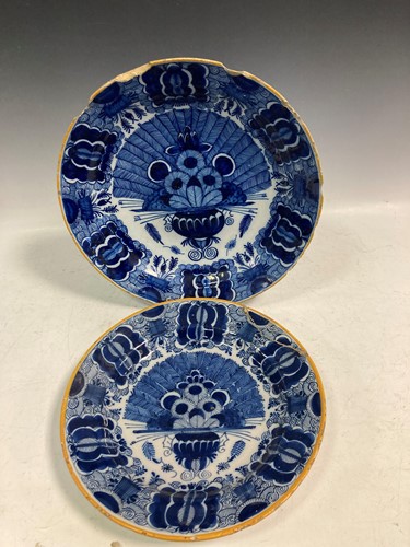 Lot 10 - Two late 18th century Delft Peacock pattern...