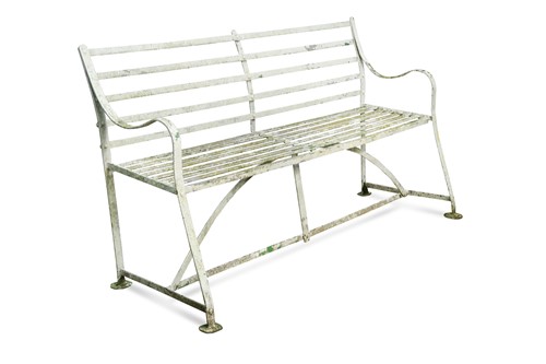 Lot 737 - A white painted wrought iron garden seat, 19th century