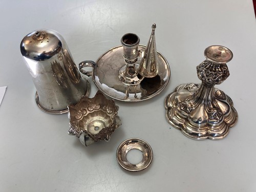 Lot 234 - An 18th century silver chamber stick with non...