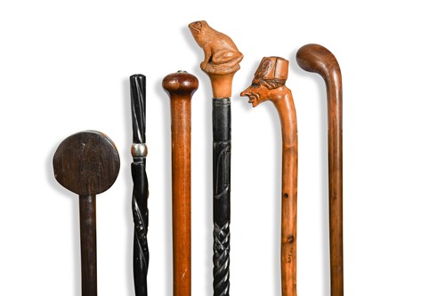 Lot 856 - A collection of six walking sticks