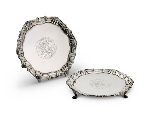 Lot 476 - A pair of George II silver waiters