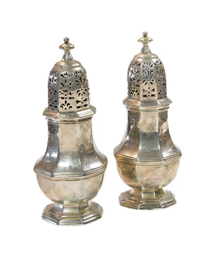 Lot 557 - A pair of Victorian silver casters