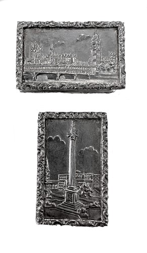 Lot 368 - Two late 20th century silver 'castle top' style snuff boxes