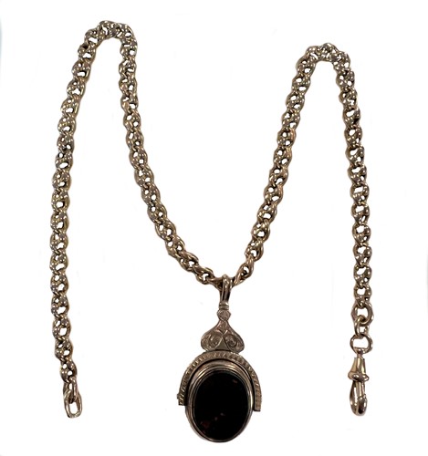 Lot 281 - A watch chain with attached swivel fob