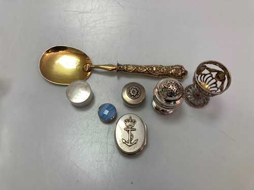 Lot 228 - A French silver serving spoon, together with...