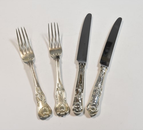 Lot 571 - 12 matching Victorian silver table forks, with 24 earlier and later additions