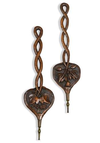 Lot 348 - A matching pair of walnut bellows, late 19th century