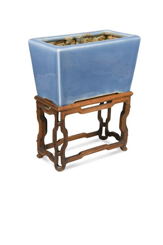 Lot 50 - A Chinese clair-de-lune rectangular glazed jardiniere, late Qing Dynasty, circa 1880