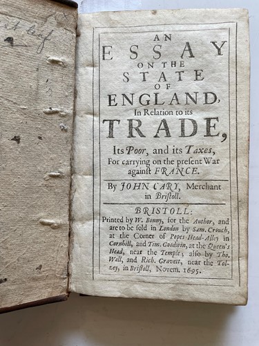 Lot 78 - CARY (John) An Essay on the State of England,...