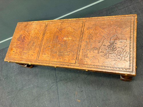 Lot 381 - Leather barely twist coffee table 40 x 131 x 51cm