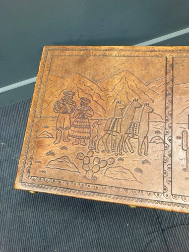 Lot 381 - Leather barely twist coffee table 40 x 131 x 51cm