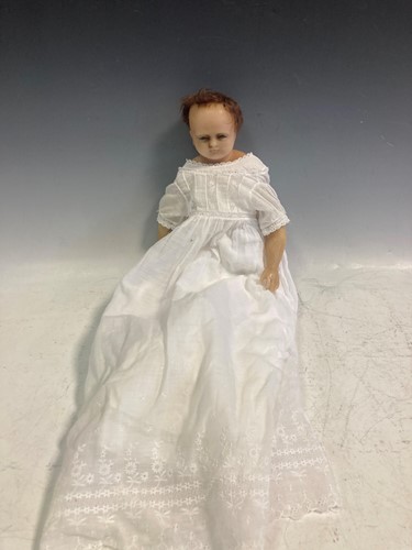 Lot 2 - Two wax dolls early 20th century, one with a...