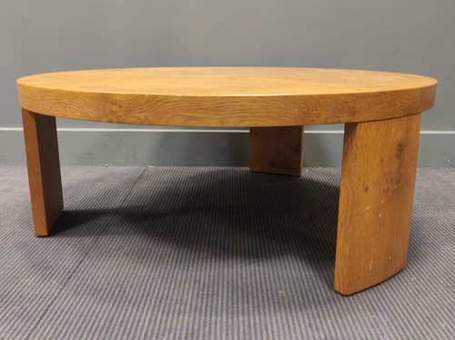 Lot 304 - A modern circular burr oak coffee table on...