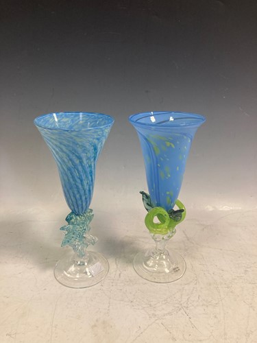 Lot 21 - Two 20th century art glass wine glasses or...