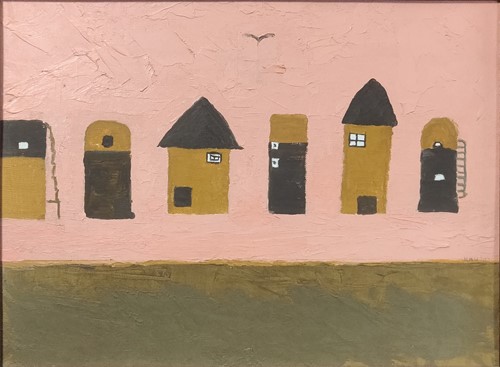Lot 220 - Sybil Hay (Modern British) Stylised buildings...