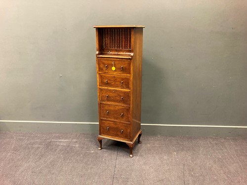 Lot 480 - A narrow walnut chest, early 20th century