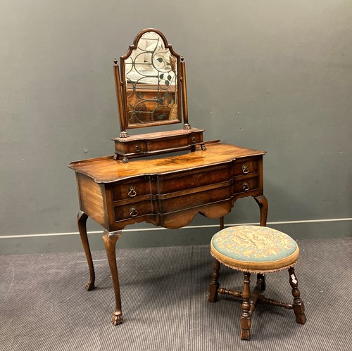 Lot 498 - A Queen Anne style walnut dressing table 79 x...