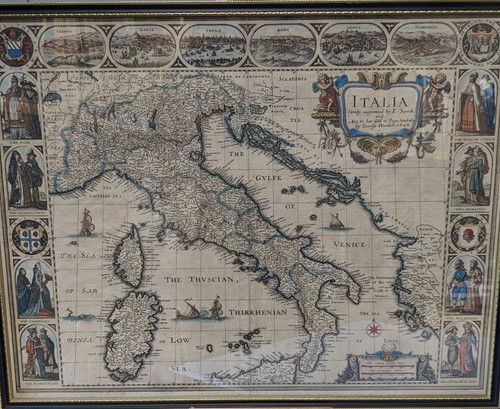 Lot 44 - John Speed, Italia, engraved hand coloured map...
