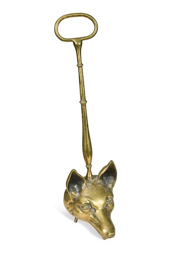 Lot 588 - A brass fox mask door stop, late 19th or early 20th century