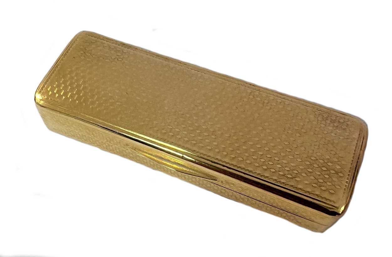 Lot 254 - A George III 18ct gold toothpick box, mark of Alexander J. Strachan