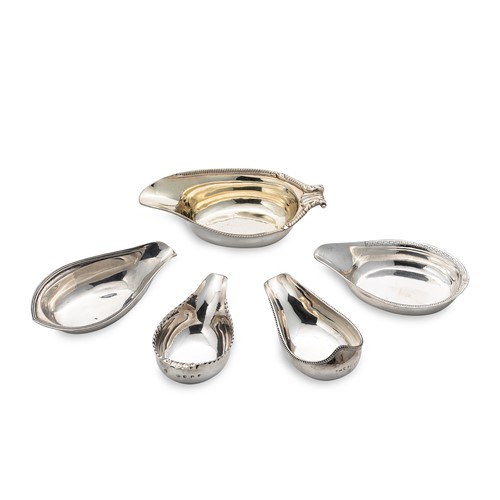 Lot 354 - A collection of five George III silver pap boats