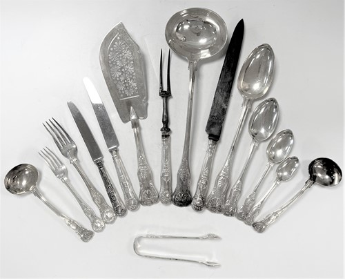 Lot 391 - A 65-piece set of Victorian silver cutlery and flatware with 27 additions