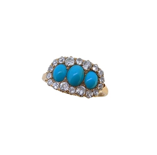 Lot 56 - A turquoise and diamond cluster ring
