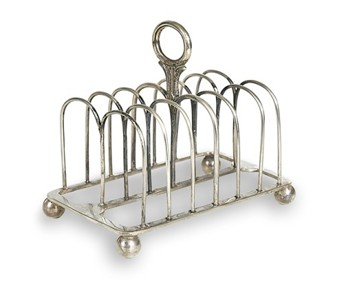 Lot 360 - A George IV silver seven bar toast rack