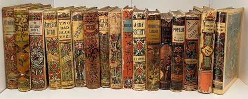 Lot 252 - Collection of late Victorian novels in popular 'cheap' two shilling pictorial hardback editions.