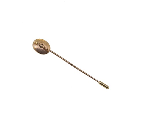 Lot 12 - An 18ct gold three stone diamond ring together with a diamond set stick pin