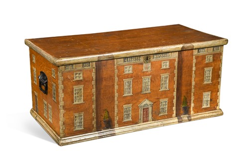 Lot 817 - A decorated pine chest, 19th century