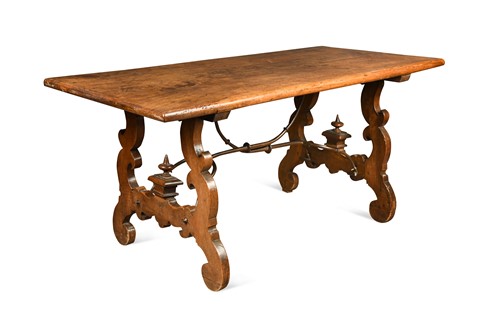 Lot 534 - A Spanish walnut trestle table, 18th century