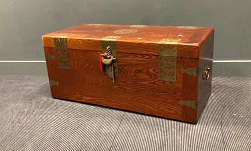 Lot 530 - A Korean elm and mounted blanket chest, 20th...