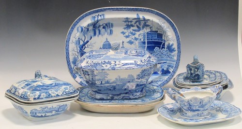 Lot 78 - Collection of Victorian blue and white printed...