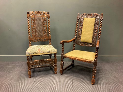 Lot 600 - A 17th century and later walnut armchair with...