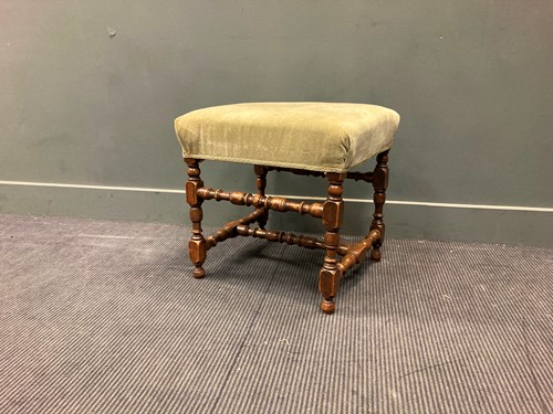 Lot 497 - A 17th century style walnut turned frame stool,...