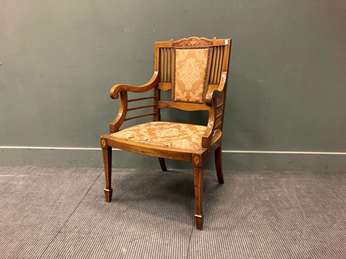 Lot 483 - An Edwardian inlaid mahogany armchair on...