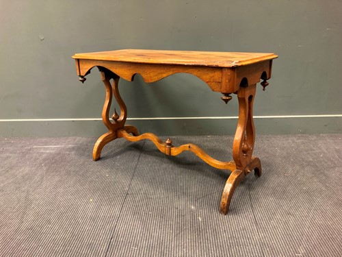Lot 487 - A Victorian walnut and parquetry side table,...