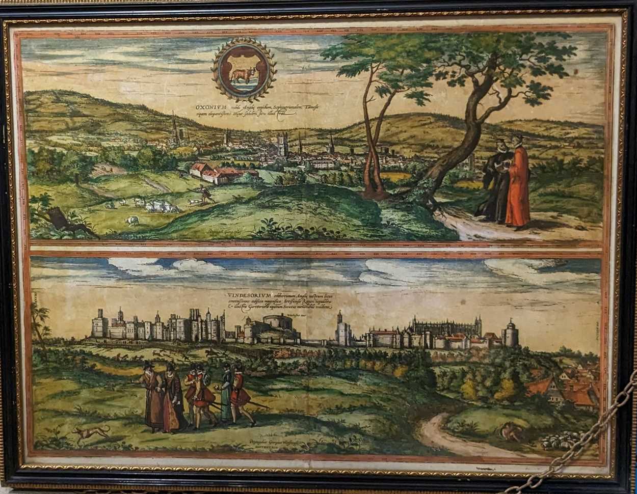 Lot 3 - Braun & Hogenberg Oxford and Windsor panoramic...