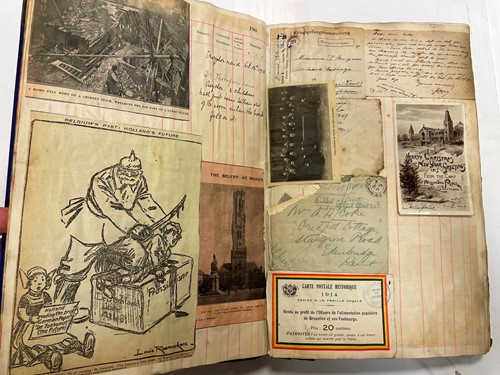 Lot 288 - A World War I scrapbook containing numerous...