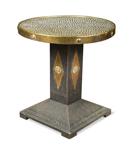 Lot 157 - In the manner of Josef Hoffmann, a brass-clad occasional table