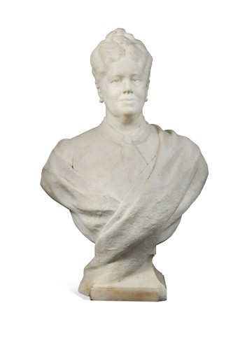 Lot 675 - Auguste Maillard (1864-1944), an Edwardian marble bust of Amelia Harjes