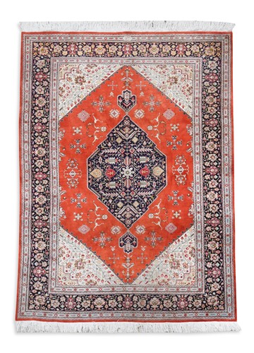 Lot 788 - A Persian silk rug, possibly Ghom