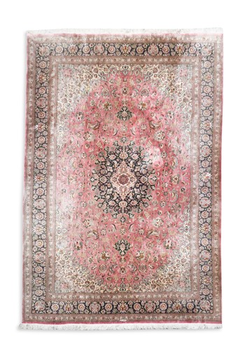 Lot 786 - A Persian silk carpet, probably Qum