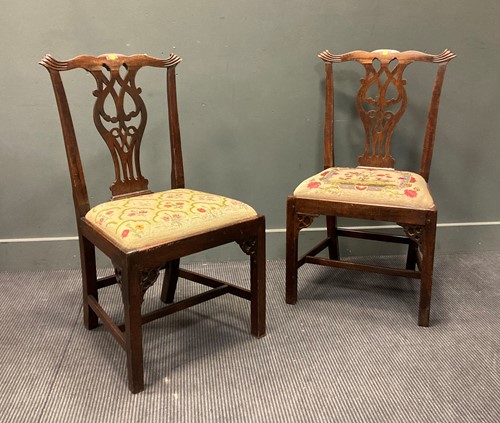 Lot 558 - A pair of George III mahogany dining chairs...
