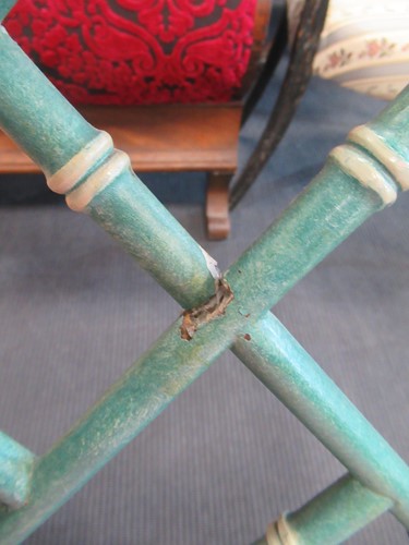 Lot 740 - A set of seven turquoise faux bamboo 'Cockpen' dining chairs, 20th century