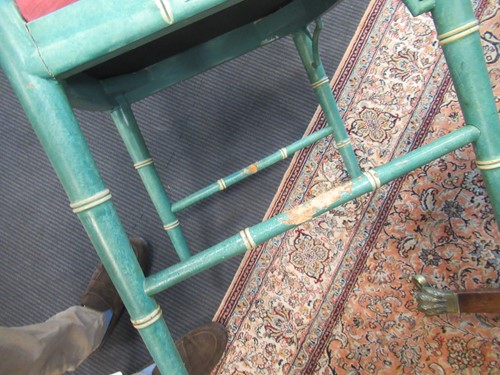 Lot 740 - A set of seven turquoise faux bamboo 'Cockpen' dining chairs, 20th century