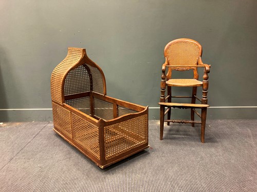 Lot 584 - A Victorian beech framed childs high chair 89...